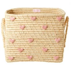 Rice - Raffia Square Basket with Raffia Handles - Boîte de rangement -Sacs à dos Soldes rice raffia square basket with raffia handles boite de rangement 4
